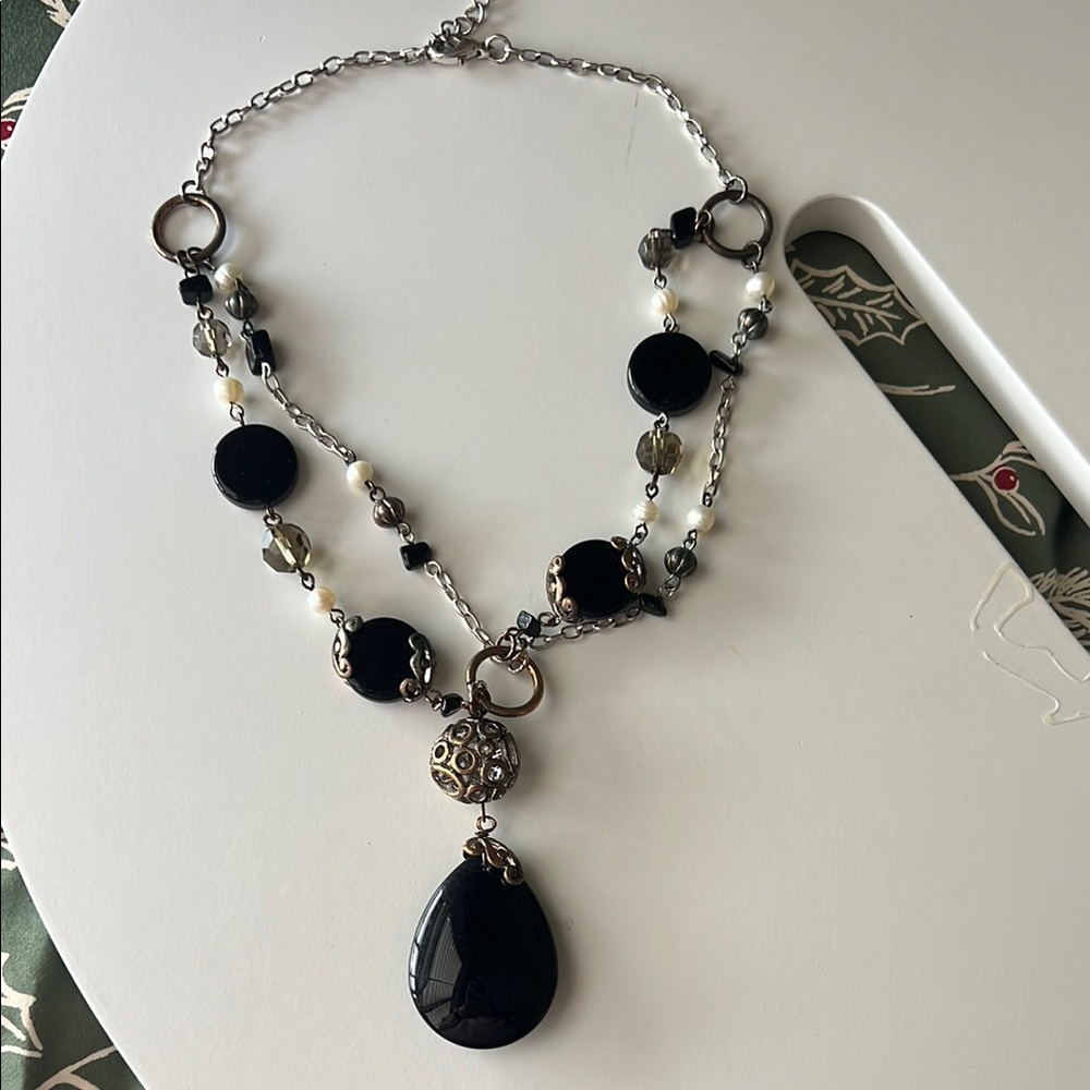 Elegant Black and Silver Necklace